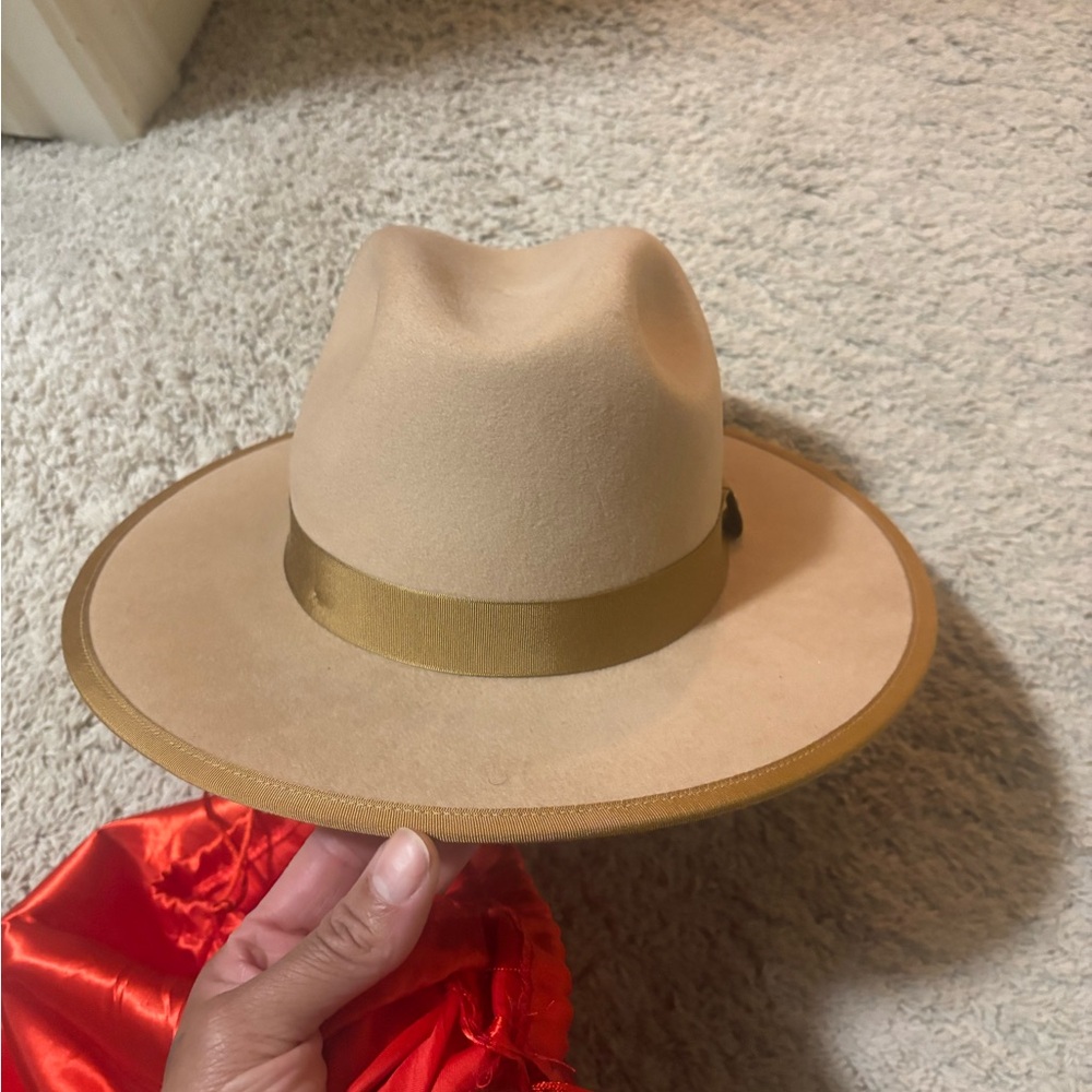 Stylish Tan Wide-Brim Hat